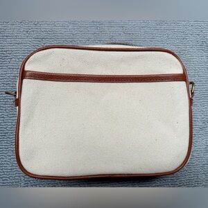 J. Crew Cream Canvas Crossbody Bag with Brown Trim